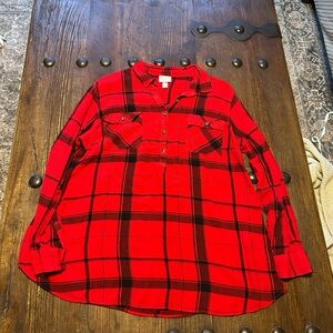 Isabel Maternity by Ingrid & Isabel Red Plaid Blouse